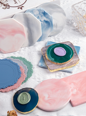 火漆印章垫板杯垫盖印练习脱模工具水晶石大理石纹陶瓷玛瑙石火漆蜡冷却手账生日礼物请柬手工盖印