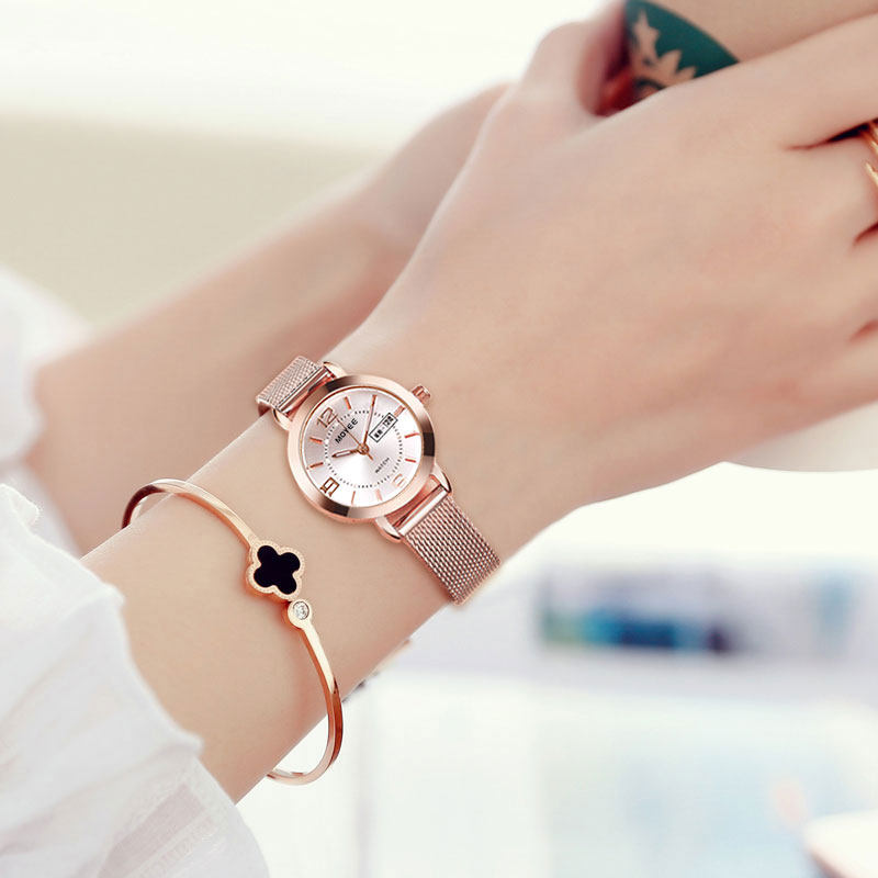 品牌时尚潮流手表女士钢带女表学生女情侣表手链表韩版石英机械表