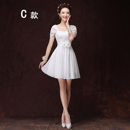 伴娘服短款2017冬季新款伴娘团礼服姐妹裙香槟色小礼服修身连衣裙