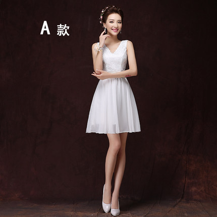 伴娘服短款2017冬季新款伴娘团礼服姐妹裙香槟色小礼服修身连衣裙