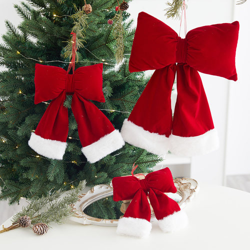 绒布蝴蝶结圣诞树装饰品