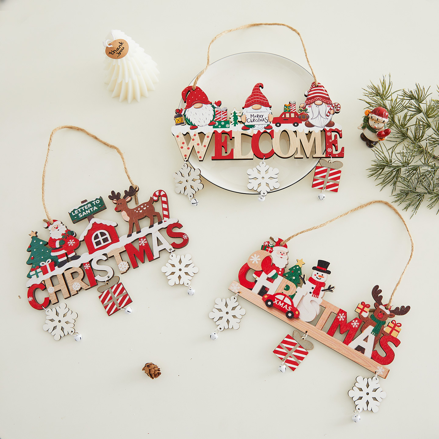 木质christmas字母牌圣诞节挂饰
