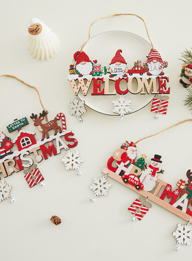 圣诞节装饰品创意圣诞挂饰木质christmas英文字母门挂圣诞树挂件