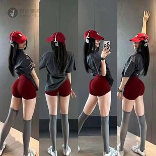 D健身短裤高腰收腹提臀瑜伽短裤弹力跑步速干运动三分裤女