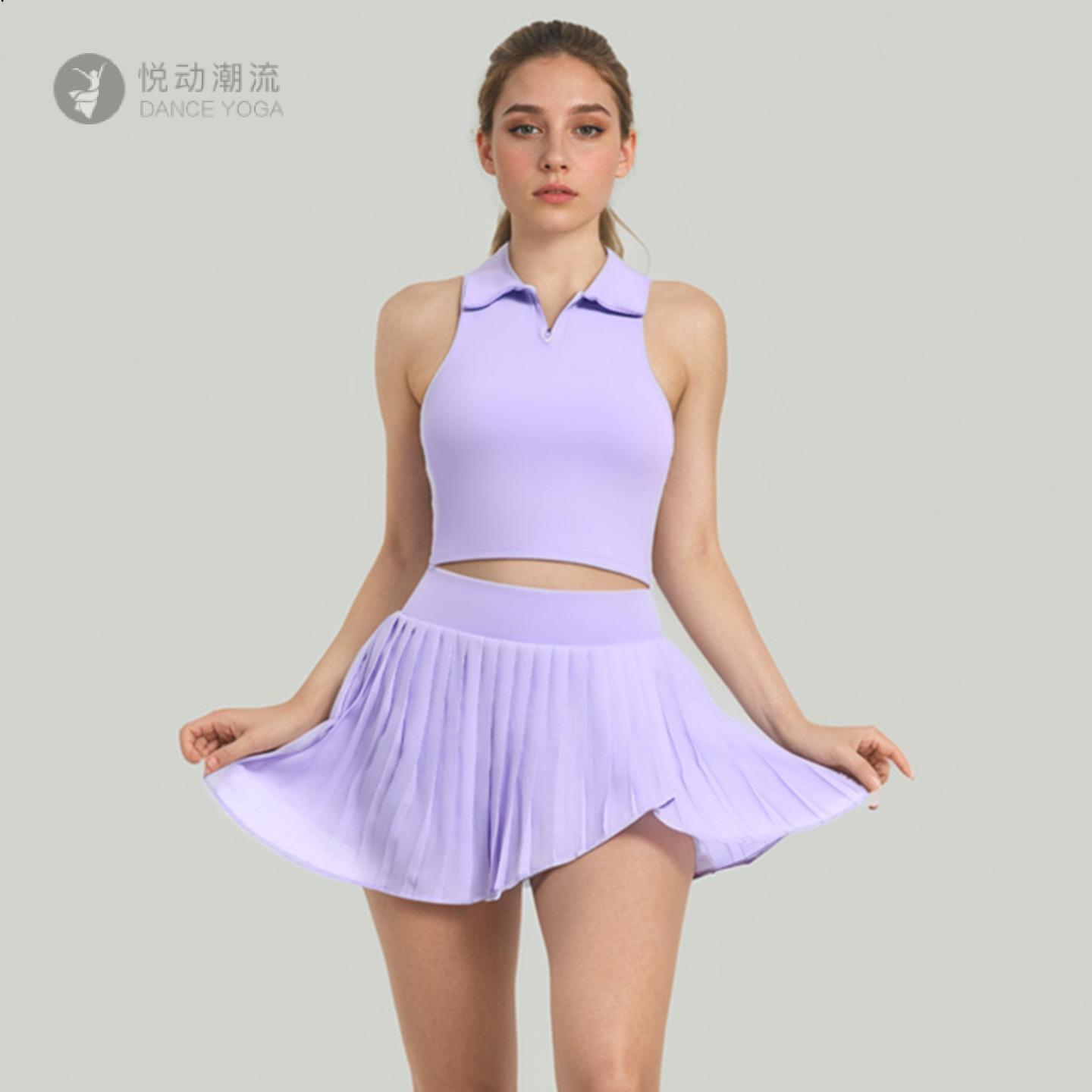 新款百褶网球短裙套装裸感户外