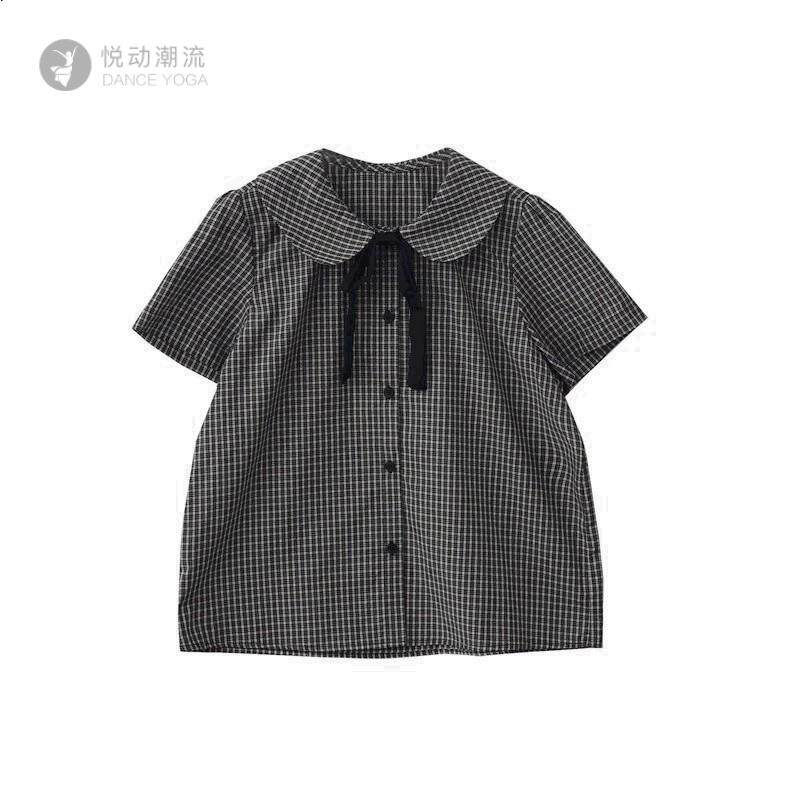 2025夏季日系复古学院风宽松格子