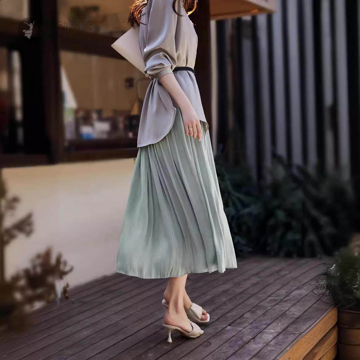 流光牛奶珠光纱裙女2024夏季网纱