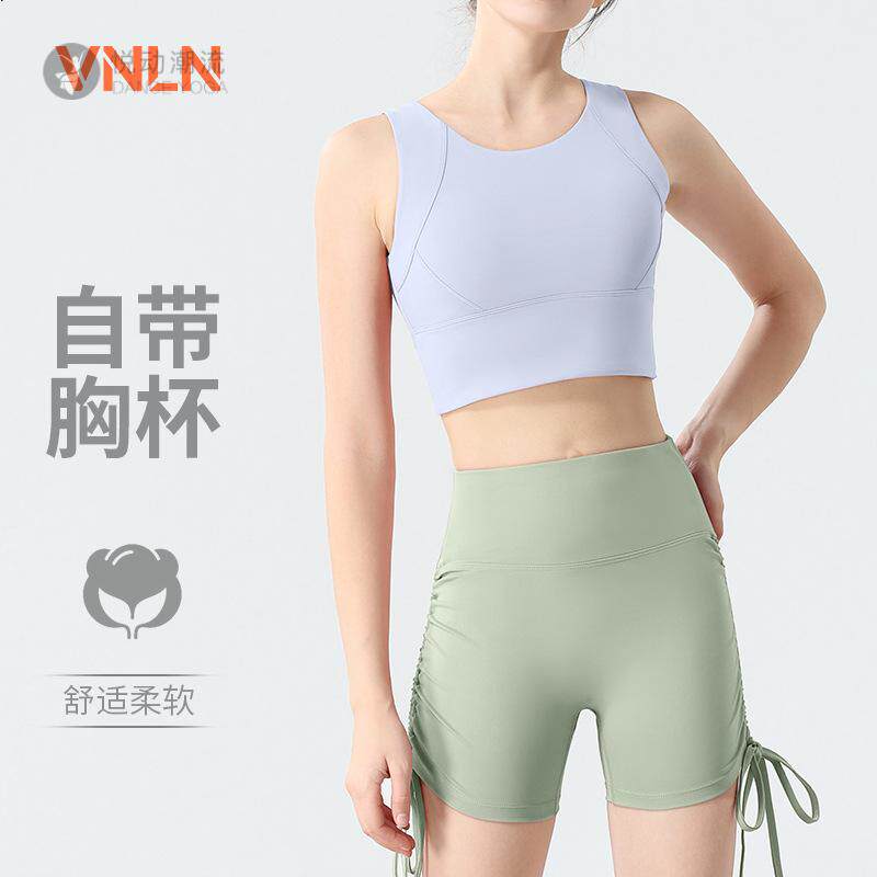 感绿色瑜伽背心短裤套装女夏款