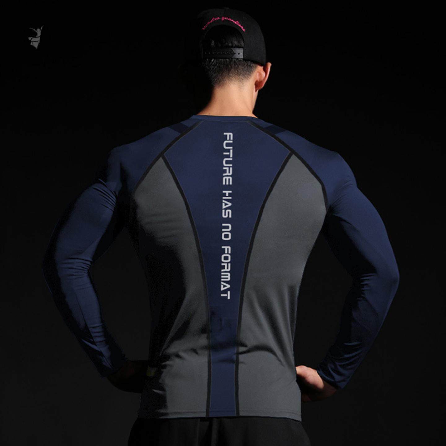 健身服男速干训练长袖打底高弹运动套装紧身篮球装备上衣跑步衣服