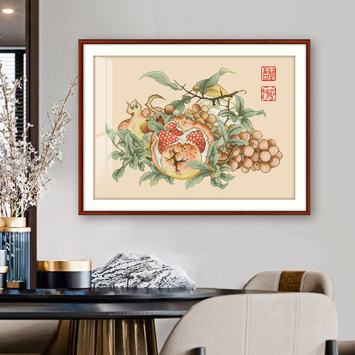 芊虹秀现代客厅多籽多福十字绣