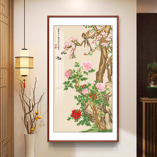 芊虹秀新中式客厅花鸟名画十字绣