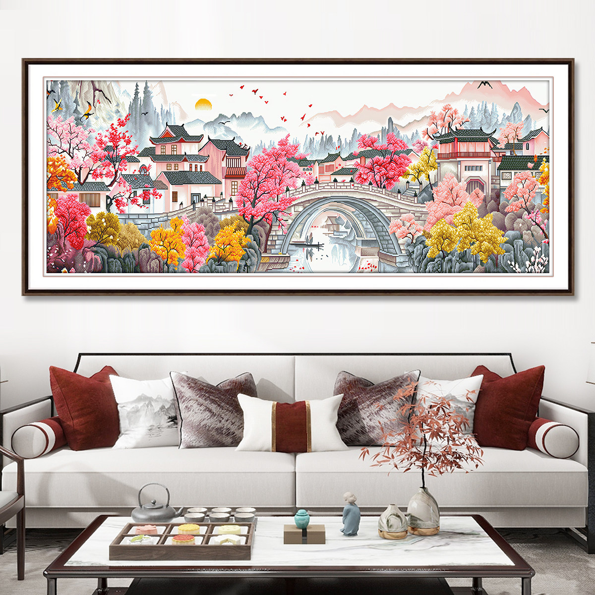 春意江南十字绣2025新款高级大气客厅简约山水画风景水乡手工刺绣,居家布艺,十字绣套件,淘宝优惠券,粉丝福利购,淘宝优惠卷