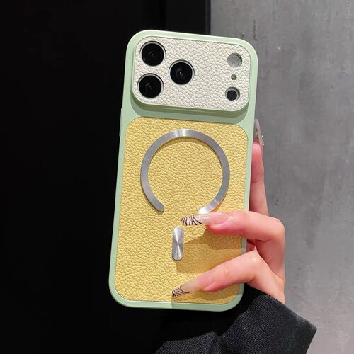 ins夏日多巴胺撞色磁吸适用iphone17promax手机壳苹果13高级14保护套16Pro全包12新款15Pro防摔16ProMax皮纹