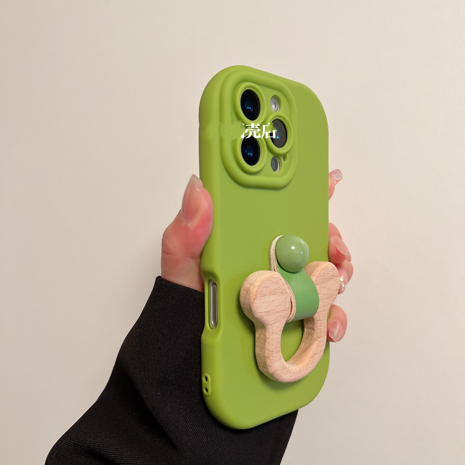 小清新绿色指环扣支架适用iphone16promax手机壳苹果13简约12保护套14Pro女11新款15ProMax全包防摔13Pro软壳