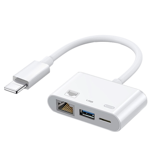 手机接网线转换器适用苹果iphone12/11/8plus/7p直播直连以太网插头转接口ipad网卡外接网络端口有线千兆宽带