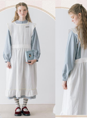 日本森林系sm2画册款原d 童话爱丽丝棉麻围裙式背心裙日系连衣裙
