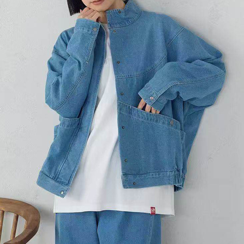 日系纯元春装新款造型感蝙蝠袖宽松全棉牛仔衣 日系休闲外套女装