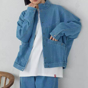 春装 日系休闲外套女装 新款 宽松全棉牛仔衣 造型感蝙蝠袖 日系纯元
