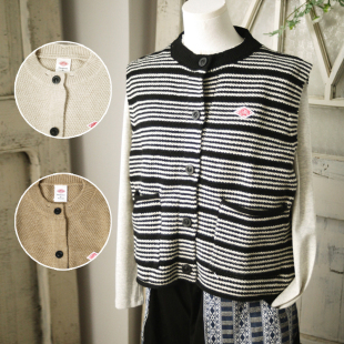 日系百搭圆领口袋无袖毛衣 文艺宽松针织马甲背心森林系坎肩女装