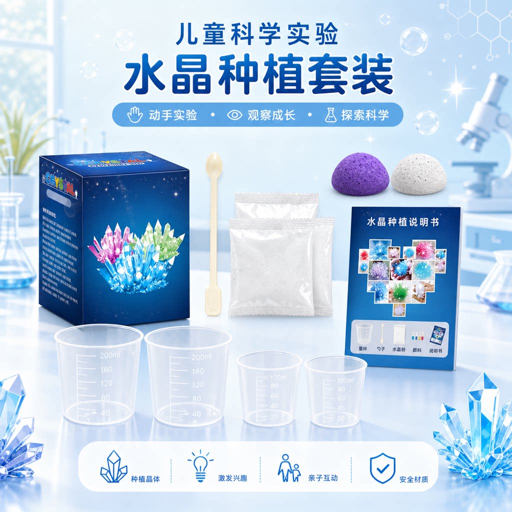 儿童益智趣味科学小实验手工制作DIY自种水晶生长化学种植结晶