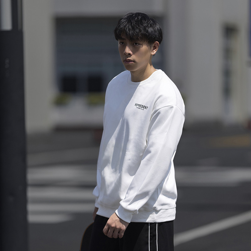 WY7713-P35简约字母卫衣男圆领外套初春新款美式潮牌宽松长袖上衣图片