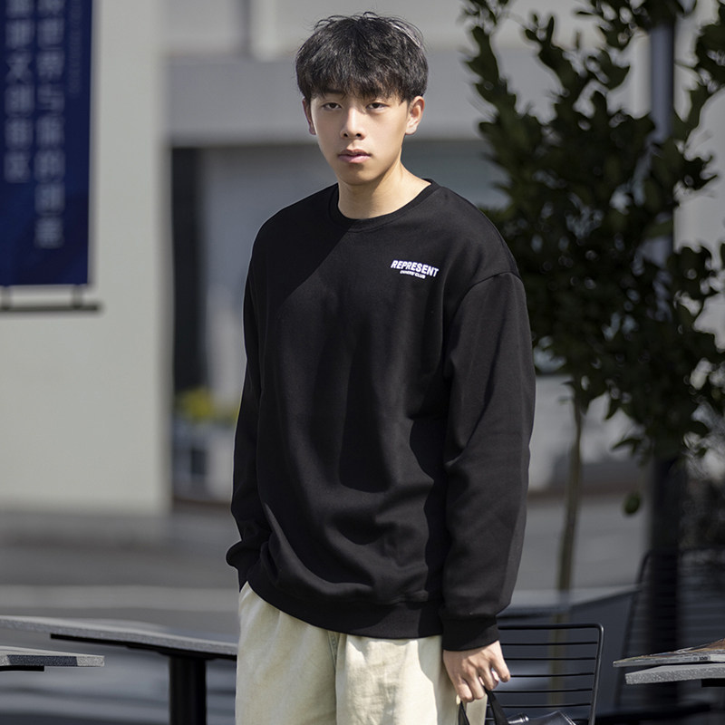 2024秋冬男士日系简约字母印花青年套头卫衣外套C309B-WY7713-P50,男装卫衣,电商C309B