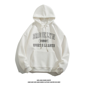 WY687-P50 男士春季青少年学生日系简约字母连帽卫衣外套宽松上衣图片