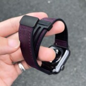 卡客风暴疯马皮紫适用苹果手表iwatch表带987钛合金磁吸扣s10真皮