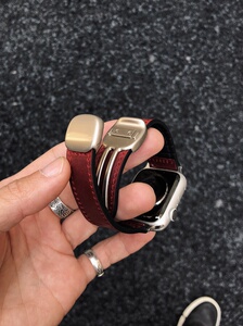 KAKE疯马皮硅胶适用苹果applewatch手表表带s11 10磁吸圆滑扣新款