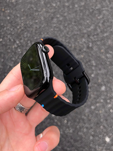 卡客风暴 波浪纹适用苹果手表iwatch表带液态硅胶s10反扣98透气11