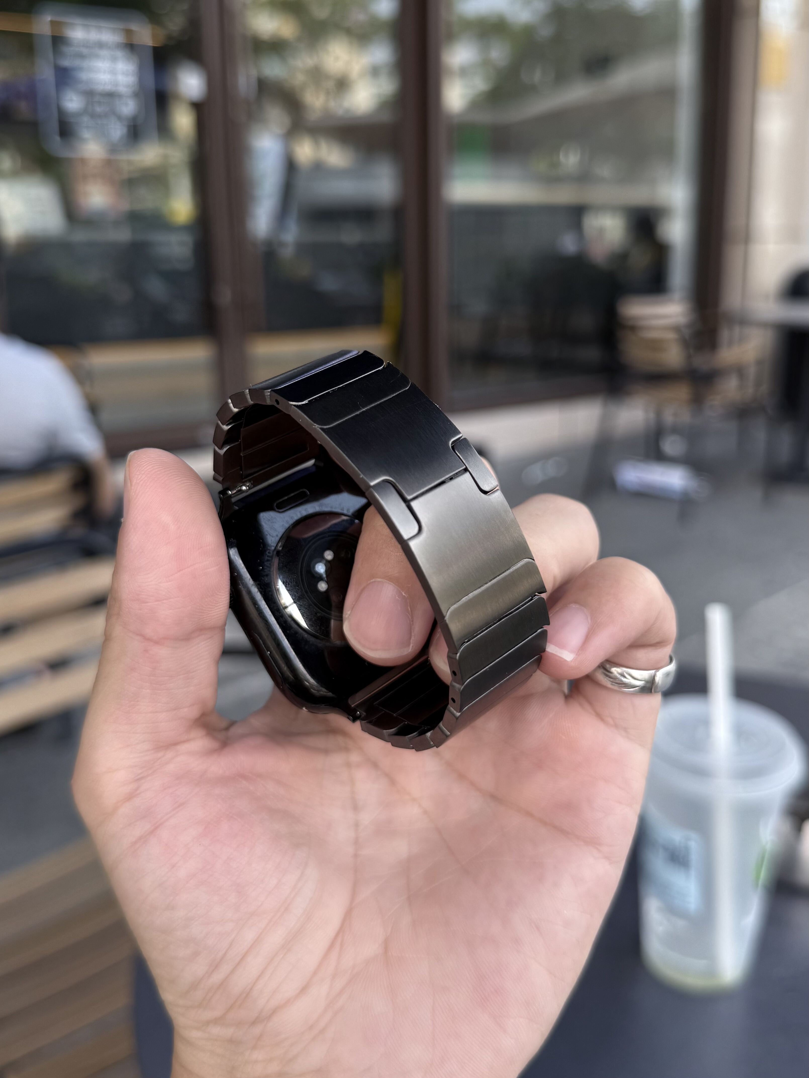 卡客风暴 竹节钢带适用苹果手表iwatch表带s11隐藏式蝴蝶扣金属10