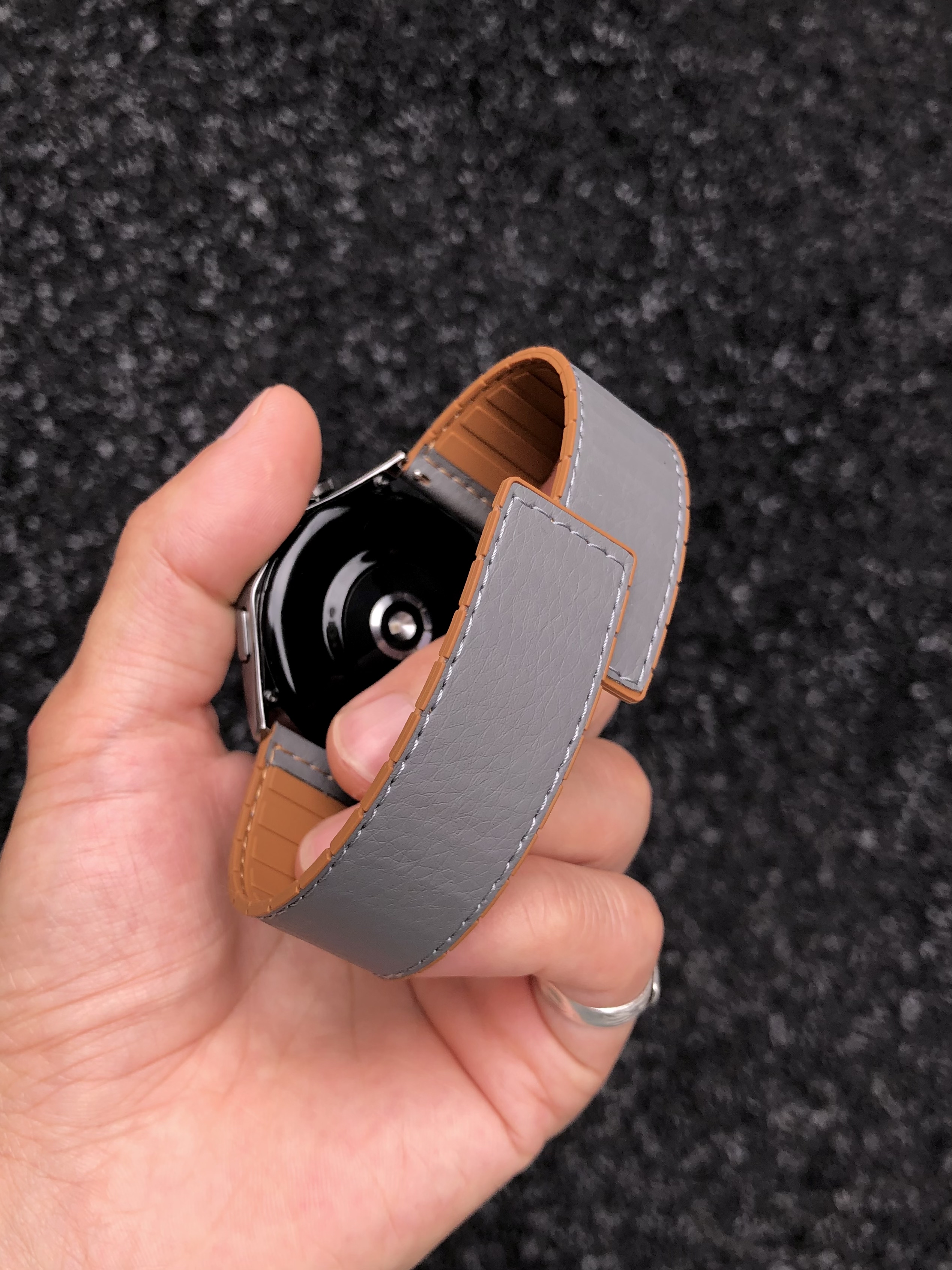 卡客风暴 真皮+硅胶适用华为GT6手表表带GT5皮肤纹oppo小米watch4