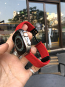 卡客风暴 新年红春节适用苹果手表iwatch表带Ultra弹力针织10磁吸