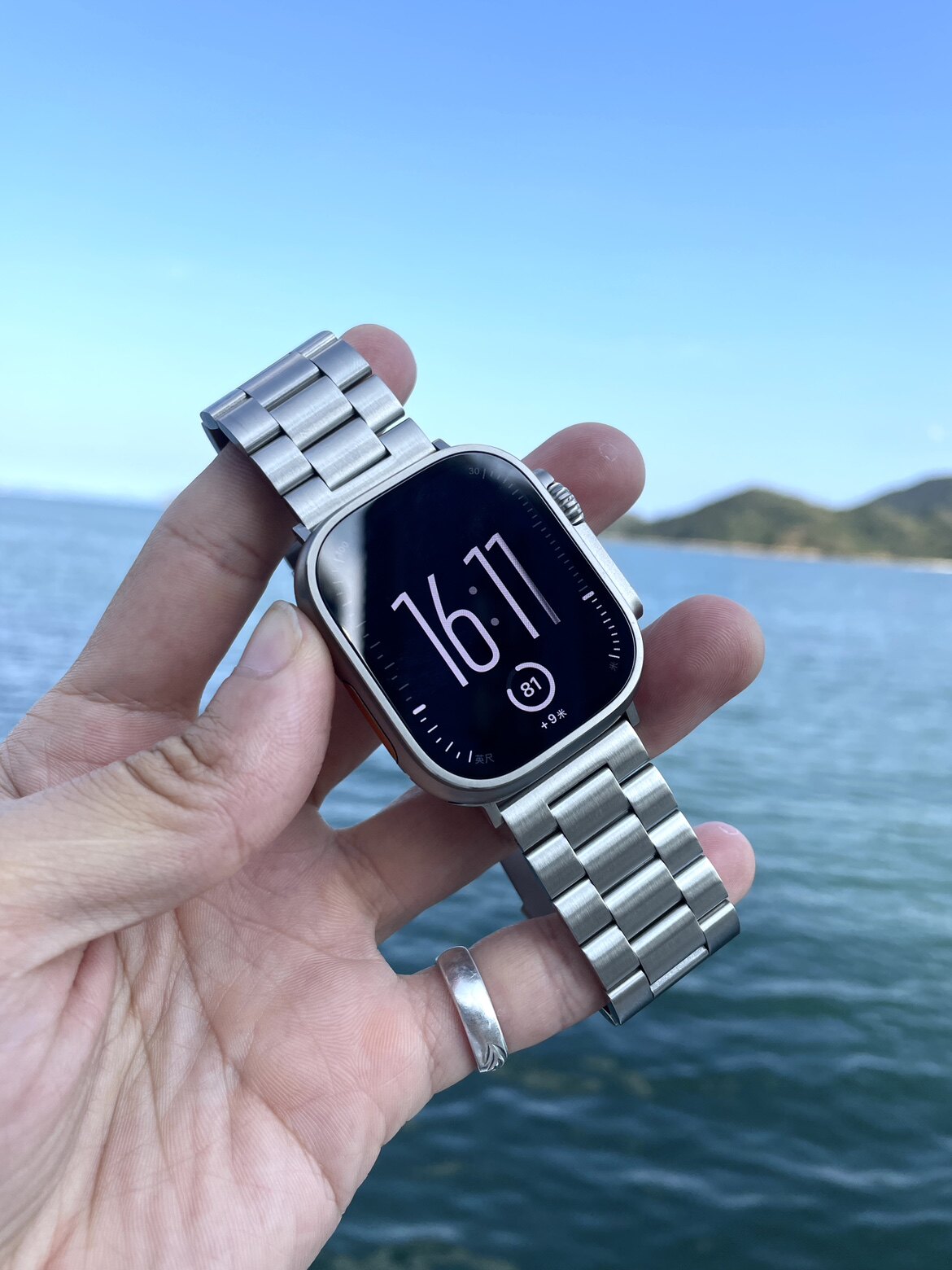卡客 24mm加宽适用苹果手表iwatch表带s987三珠不锈钢Ultra金属带