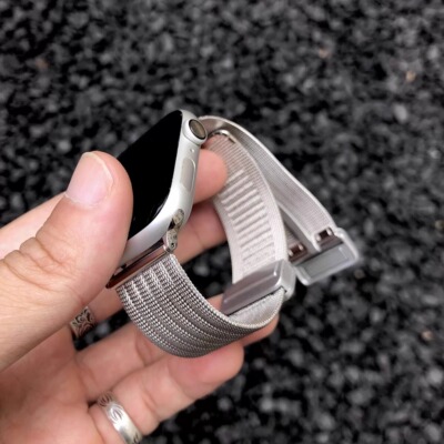 卡客风暴 条纹米兰适用苹果手表iwatch表带磁吸扣s10不锈钢金属98