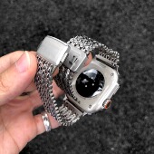 卡入磁吸扣 甩不掉 适用苹果iwatch表带s11金属ultra3不锈钢s10