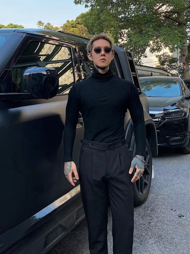 白鹤大人长袖t恤高级定制款高领打底衫轻熟薄款修身百搭纯色t恤