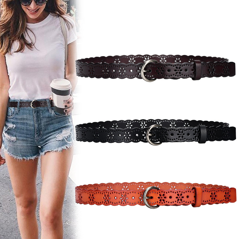 头层牛皮女士皮带2025新款时尚百搭装饰配牛仔裤复古镂空真皮腰带
