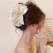 法式 气质蕾丝蝴蝶结抓夹女高级感2025新款 鲨鱼夹子发夹后脑勺头饰