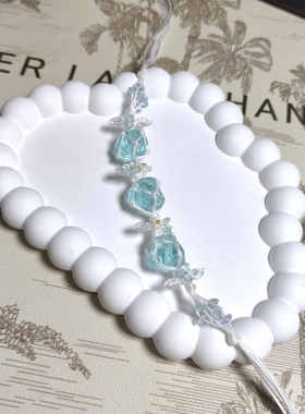【鹤别青山】不知名海域原创设计马尔代夫海蓝琉璃手工编织手绳