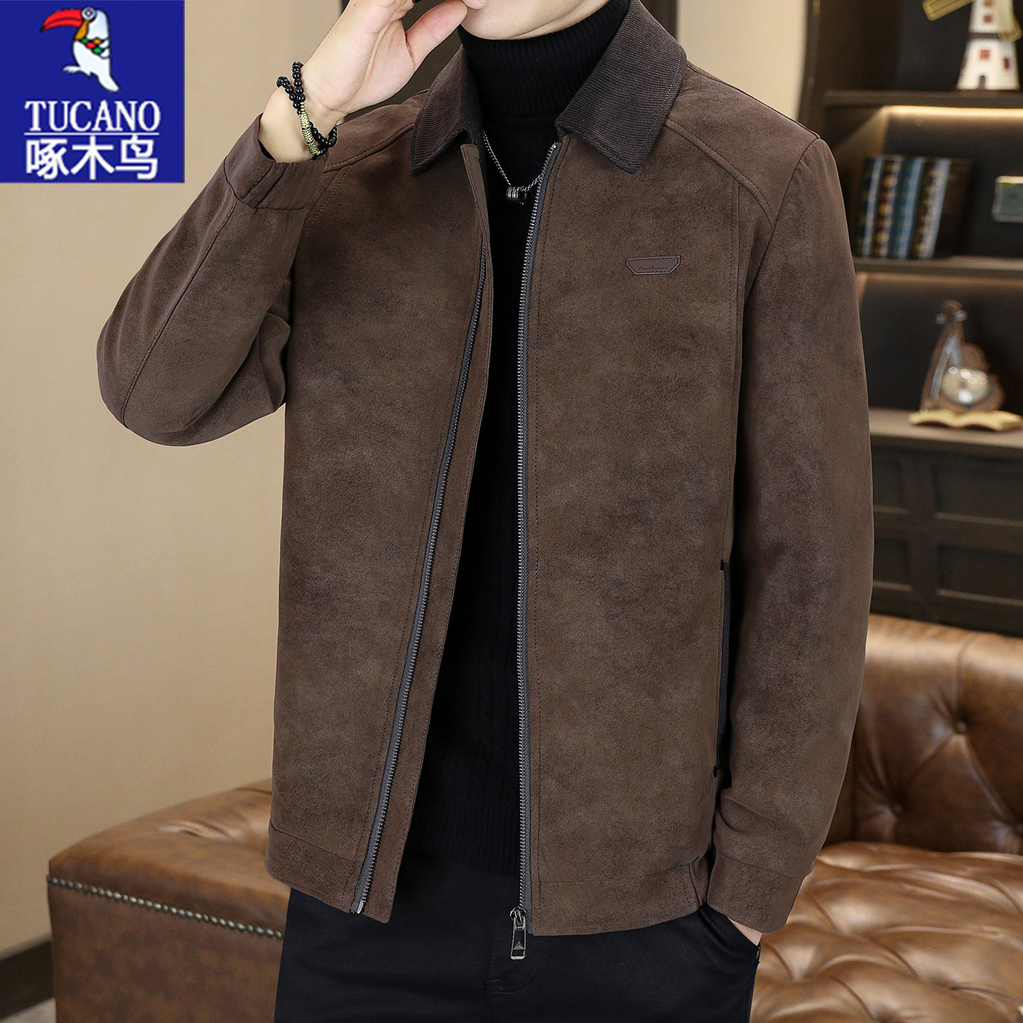 啄木鸟男翻领加厚保暖羽绒服