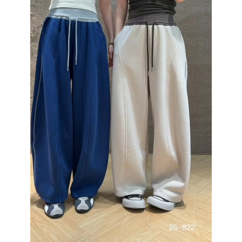 拼色腰头加绒加厚卫裤休闲裤