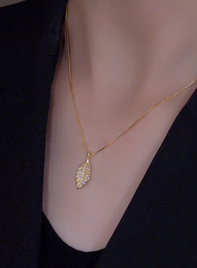 树叶项链炫小虫钛钢女