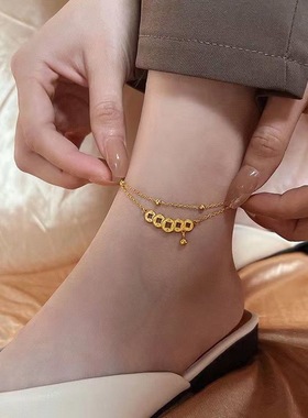 洗澡可戴脚链炫小虫钛钢复古