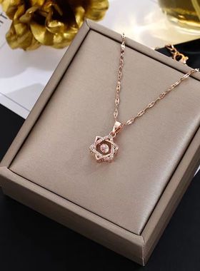 铜吊坠六芒星灵动钛钢项链时尚百搭气质锁骨链饰品吊坠【88016】