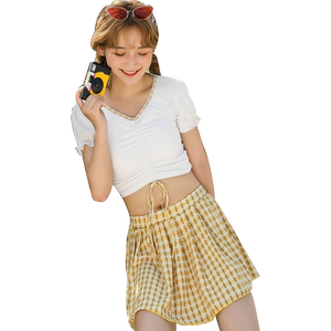 女学生分体裙式泳衣保守显瘦遮肚