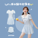 2025新款 游泳衣女夏保守遮肚显瘦连体裙式 温泉学生少女绝美泳装