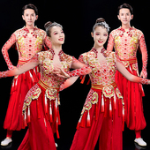 新款 女现代开场舞大摆裙舞蹈服威风锣鼓腰鼓表演服男 打鼓演出服装