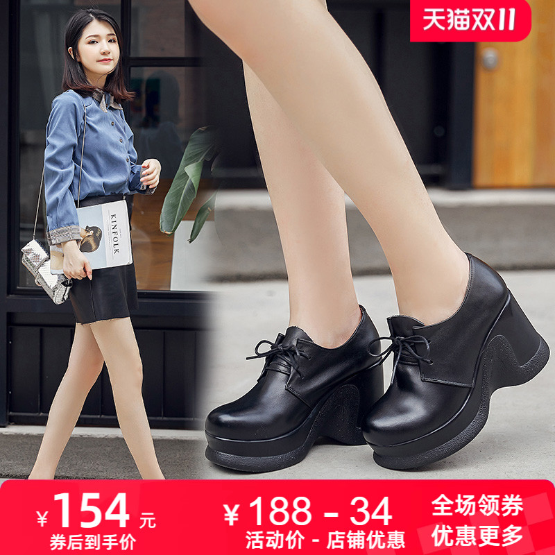 厚底牛皮新款复古深口内外女鞋