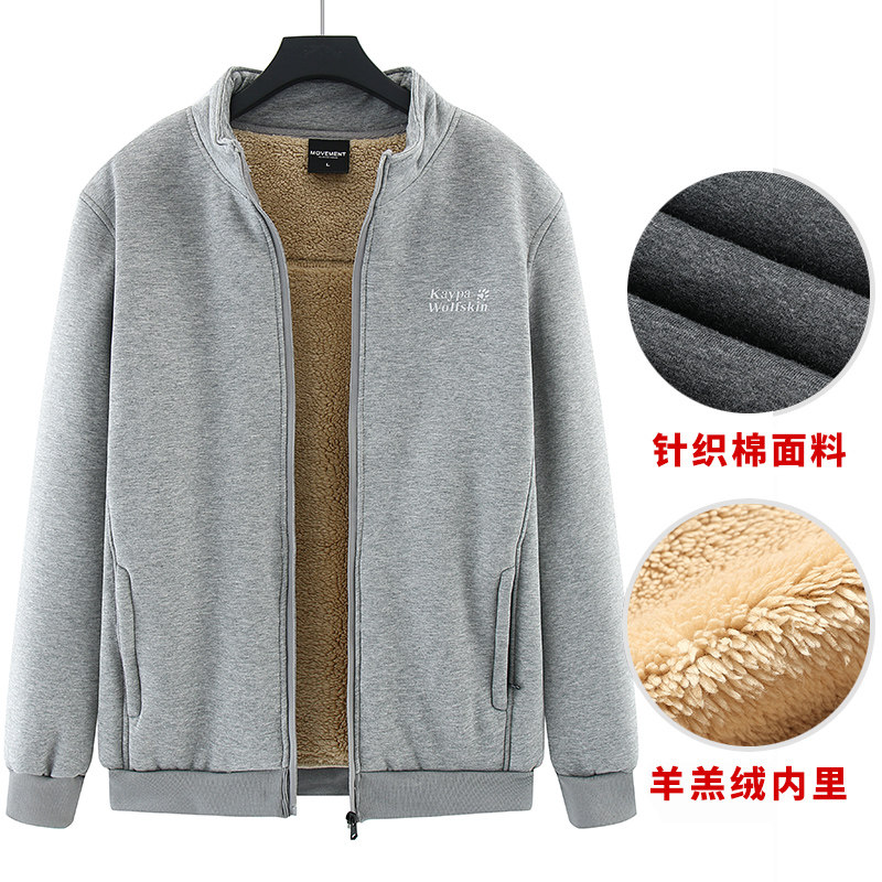 두꺼운 벨벳 양털 재킷 남성 양털 운동복 후드 중년 및 노인 아빠 솜 패딩 재킷 겨울